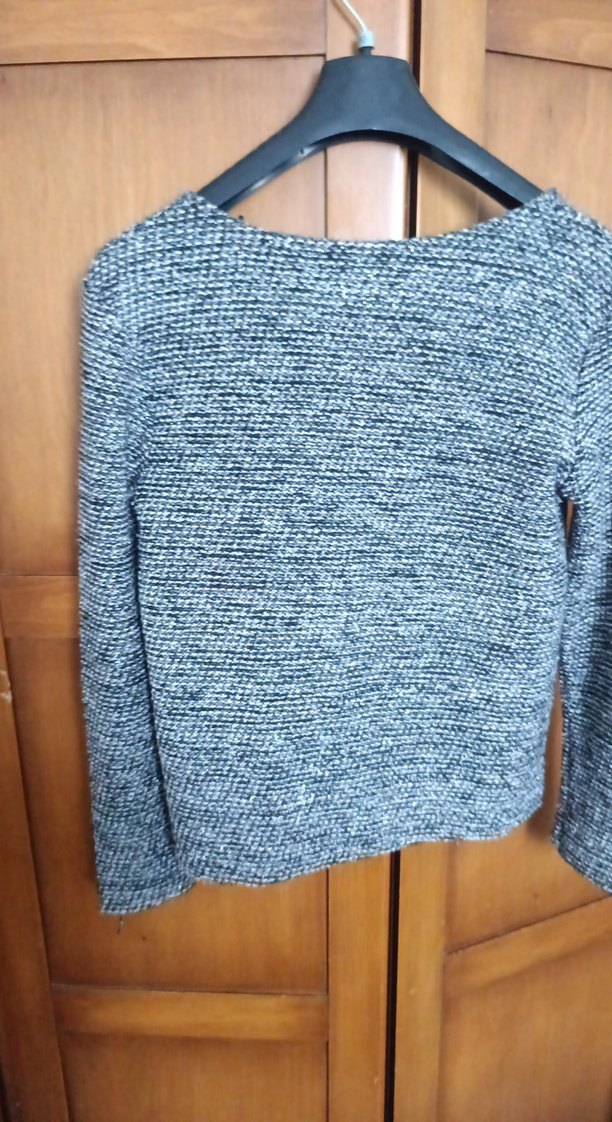 Gri Triko Kadın Hırka Notch Yaka mbeden - Görsel 2