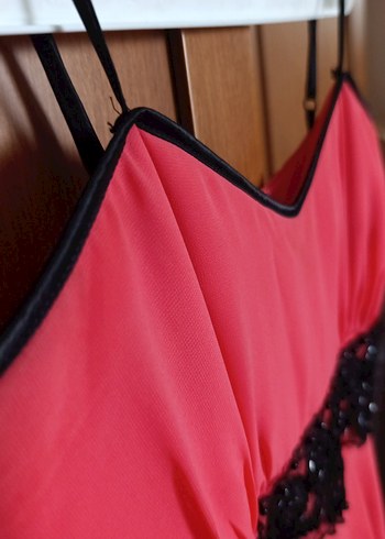 Pembe Nakışlı Uzun Askılı Kadın Elbise 40 beden abiye - Görsel 8