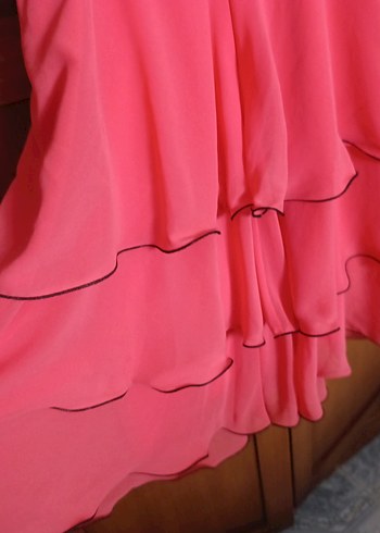 Pembe Nakışlı Uzun Askılı Kadın Elbise 40 beden abiye - Görsel 5