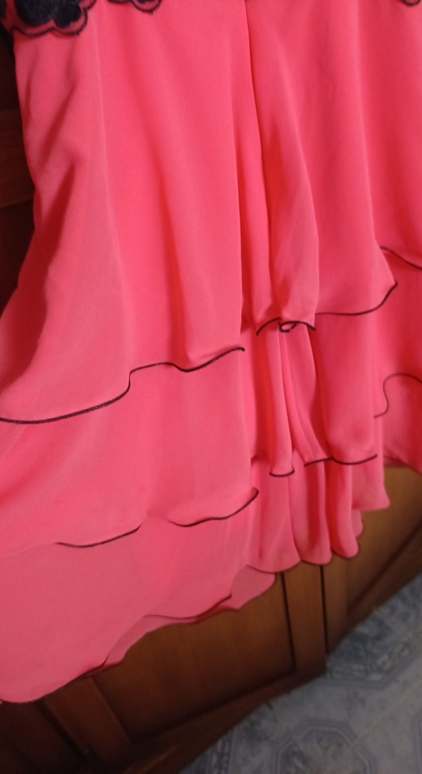 Pembe Nakışlı Uzun Askılı Kadın Elbise 40 beden abiye - Görsel 5