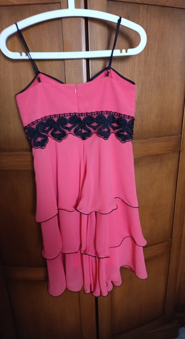 Pembe Nakışlı Uzun Askılı Kadın Elbise 40 beden abiye - Görsel 4