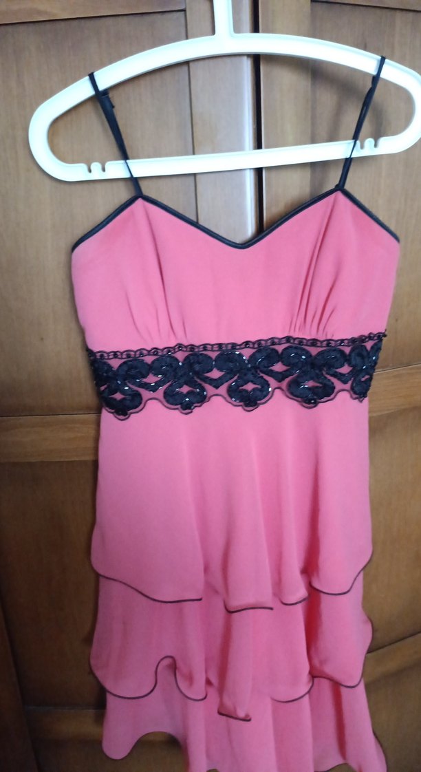 Pembe Nakışlı Uzun Askılı Kadın Elbise 40 beden abiye - Görsel 2