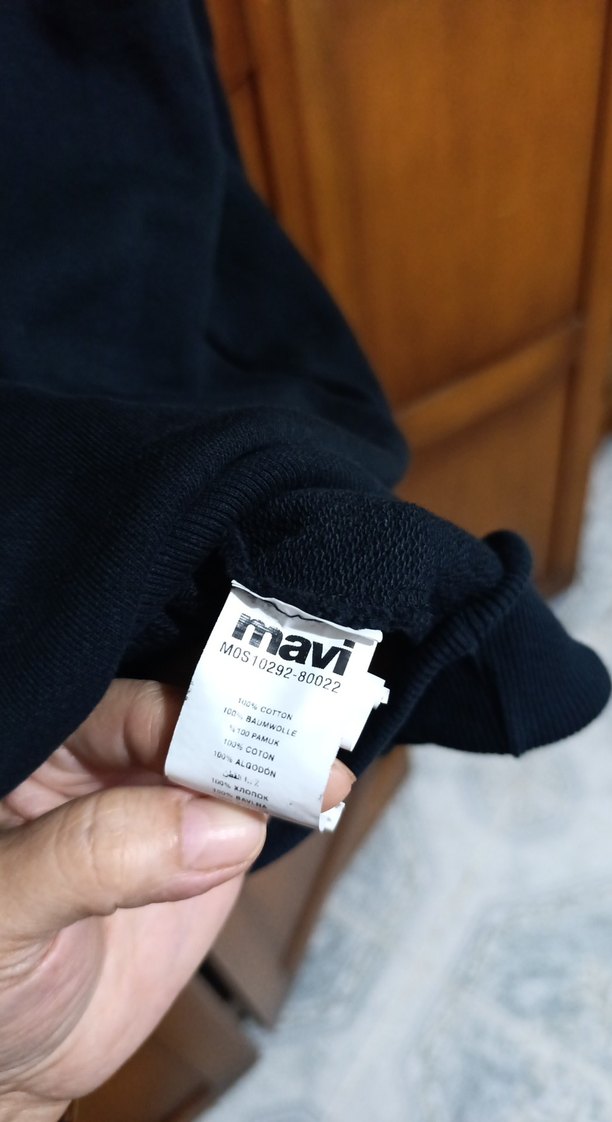 Kapüşonlu Baskılı siyah Sweatshirt sbeden - Görsel 4