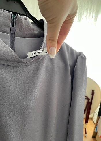 Uzun Gri Drapeli Kadın Abiye Elbise - Görsel 4