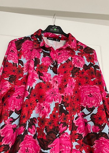 Renkli Çiçek Desenli Uzun Kollu Gömlek - Görsel 2