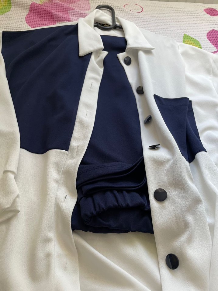 Düğmeli Beyaz ikili takım - Görsel 2