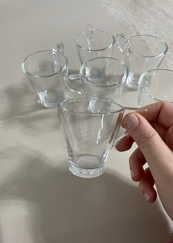 Şeffaf Cam 6'lı Kahve Fincanı Seti - Görsel 2