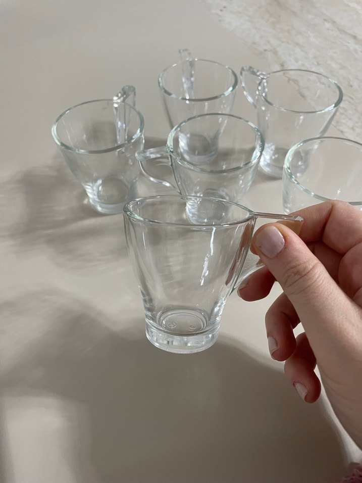 Şeffaf Cam 6'lı Kahve Fincanı Seti - Görsel 2