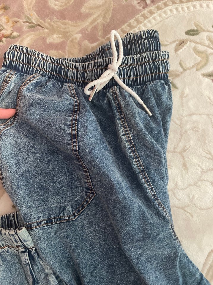 Mavi Bağcıklı rahat pantolon - Görsel 2