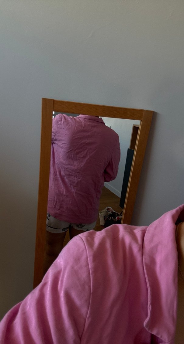 Pembe Midi Keten Kadın Blazer Ceket - Görsel 3