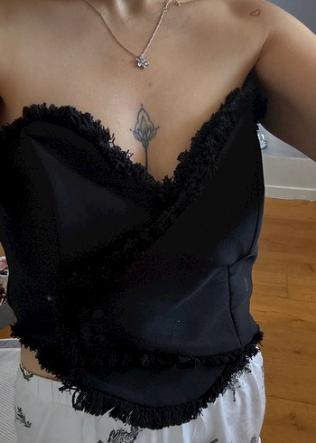 Şeffaf Siyah Straplez Gotik Büstiyer - Görsel 3