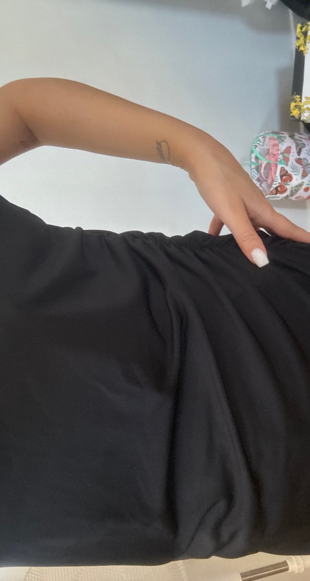 Siyah Yüksek Yakalı Midi Elbise - Görsel 4