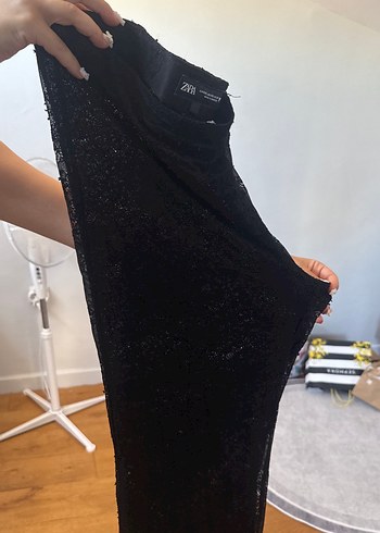 Dantel Detaylı Siyah Kadın Kumaş Pantolon - Görsel 4