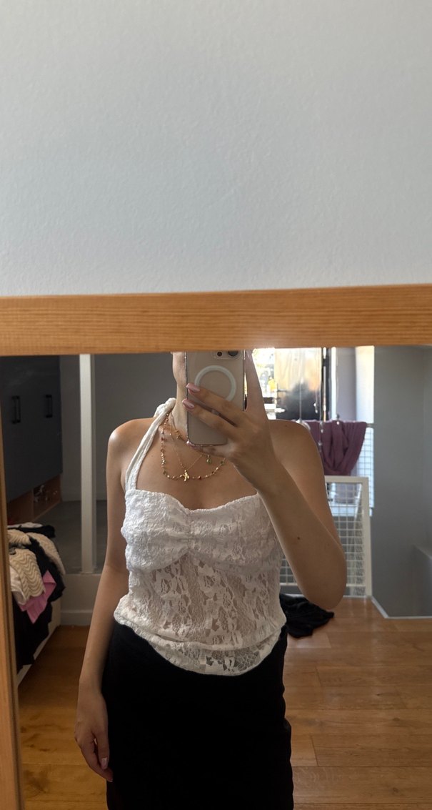 Dantel Detaylı Beyaz Straplez Büstiyer - Görsel 2