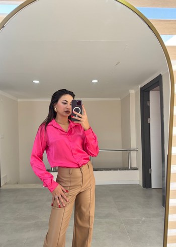 pembe saten gömlek premium kalite