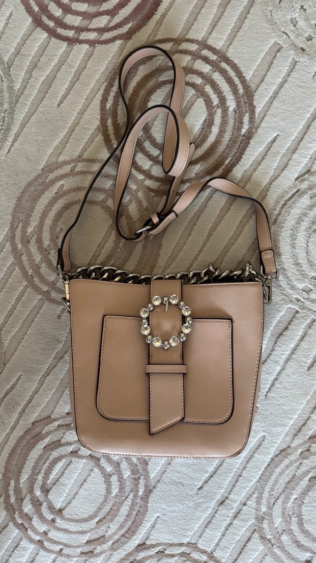 Bej Deri Görünümlü Kadın Çanta - Görsel 2