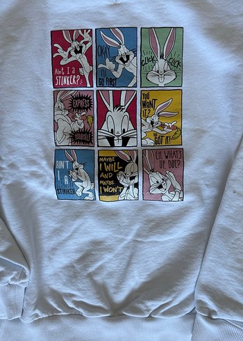 Beyaz Baskılı Kadın Sweatshirt - Görsel 3