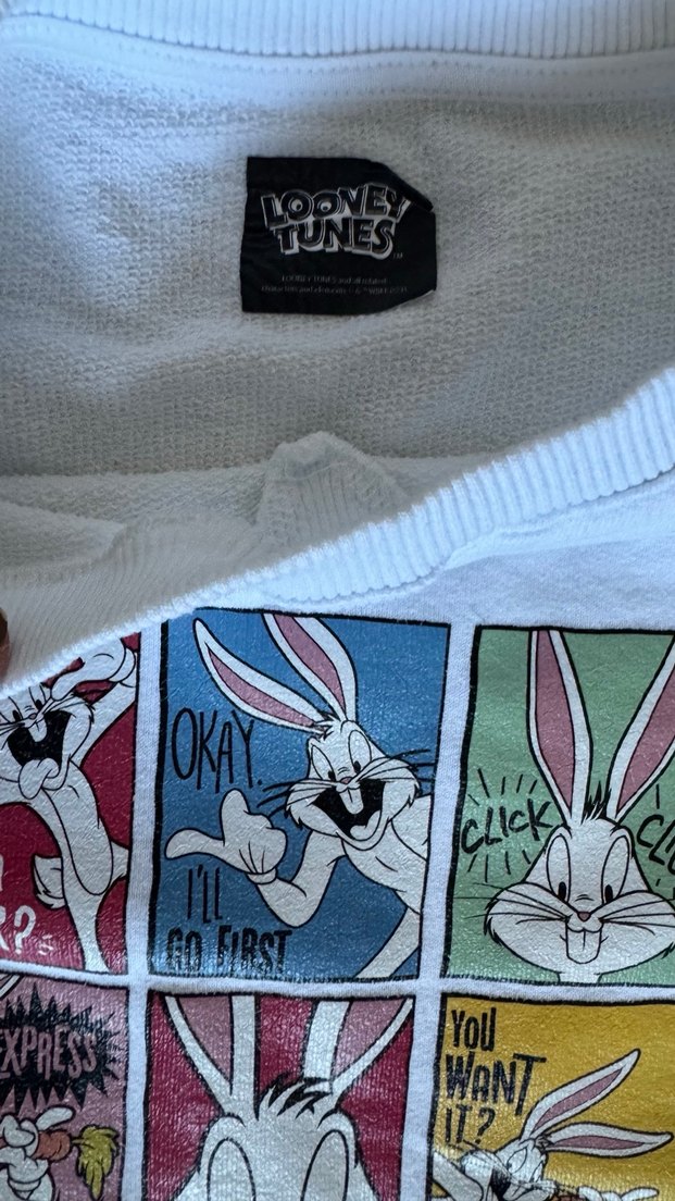 Beyaz Baskılı Kadın Sweatshirt - Görsel 2