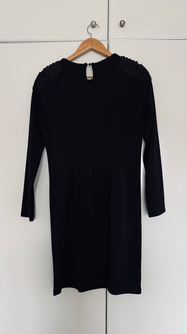 Uzun Kollu Siyah Midi Elbise - Görsel 4