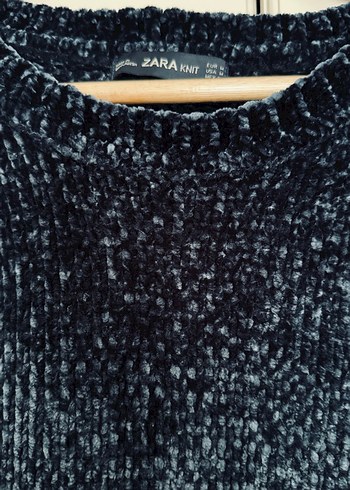 Kadın Lacivert kadife iplikli Uzun Kollu Kazak - Görsel 3