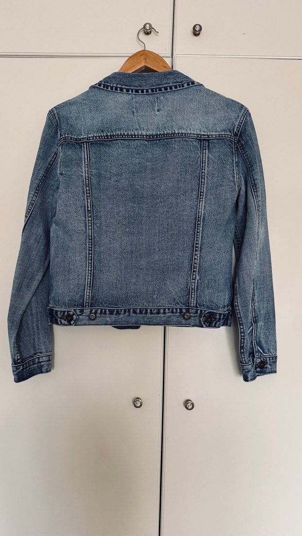 Düğmeli Mavi Denim Kadın Ceket - Görsel 4