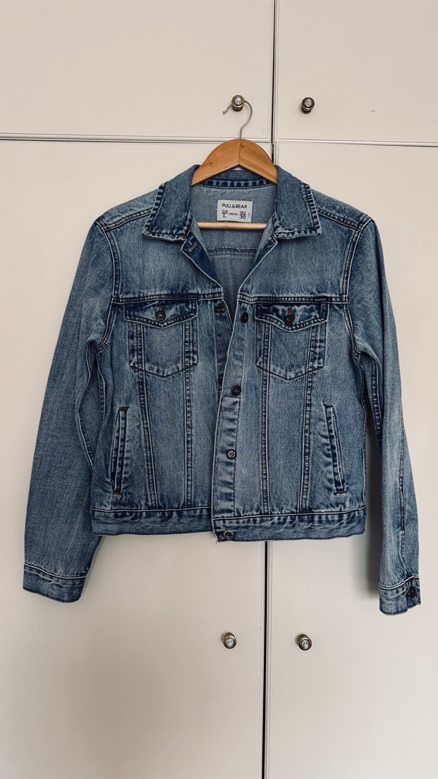 Düğmeli Mavi Denim Kadın Ceket - Görsel 3