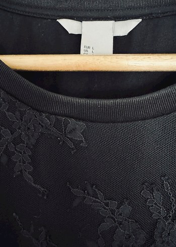 H&M Dantel Detaylı Siyah Uzun Kollu Bluz - Görsel 4