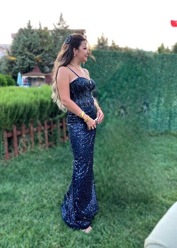 Tasarım Lacivert Abiye Elbise