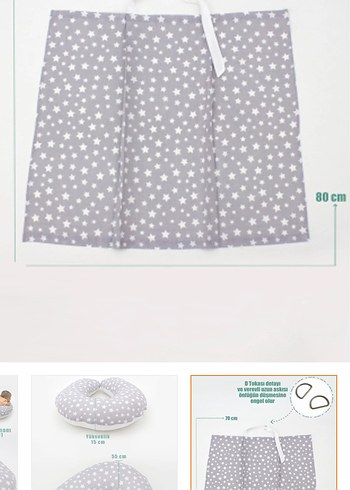 Gri Yıldız Desenli Emzirme Örtüsü ve Destek Yastığı Seti - Görsel 3
