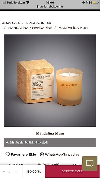 Atelier Rebul Mandalina Mum