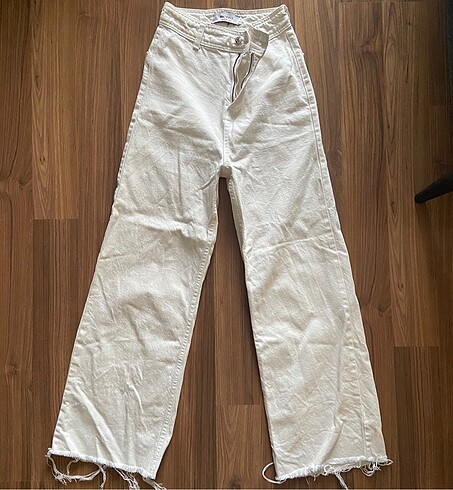 Yüksek Bel Straight Beyaz Kot Pantolon