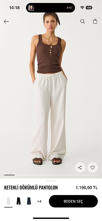 Stradivarius keten pantolon