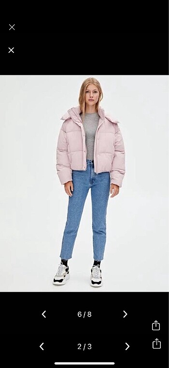 Pull and Bear Pull and bear pembe şişme mont