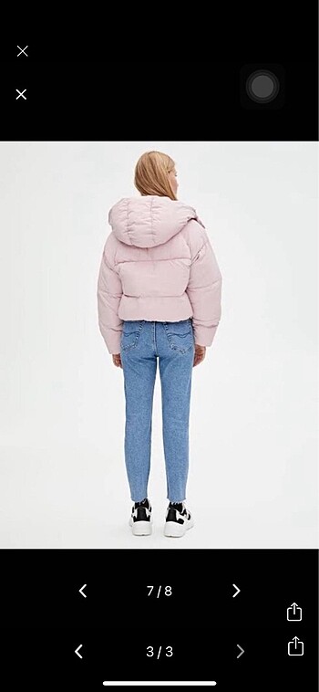 m Beden Pull and bear pembe şişme mont