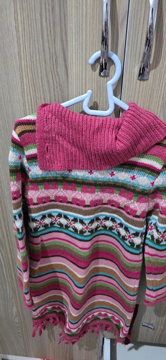 Renkli Bohem Kız Çocuk Triko Kazak - Görsel 4