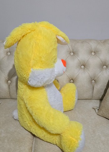 Sarı ve Beyaz Peluş Oyuncak Tavşan - Görsel 3