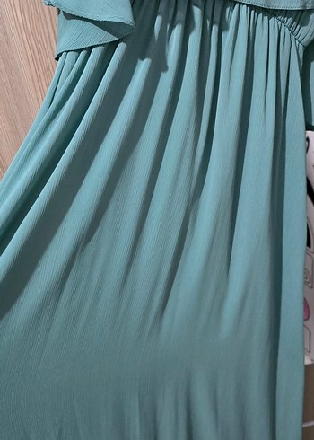 su yeşili pelerinli elbise - Görsel 6