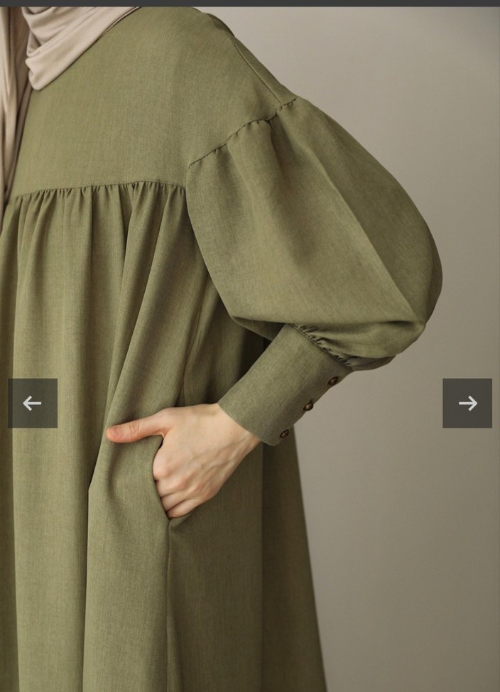 Haki Salaş Uzun Keten Elbise - Görsel 3