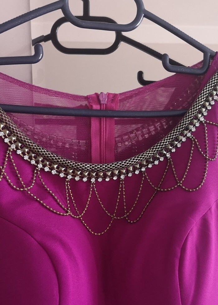 Fuşya Balık Model Uzun Elbise - Görsel 4