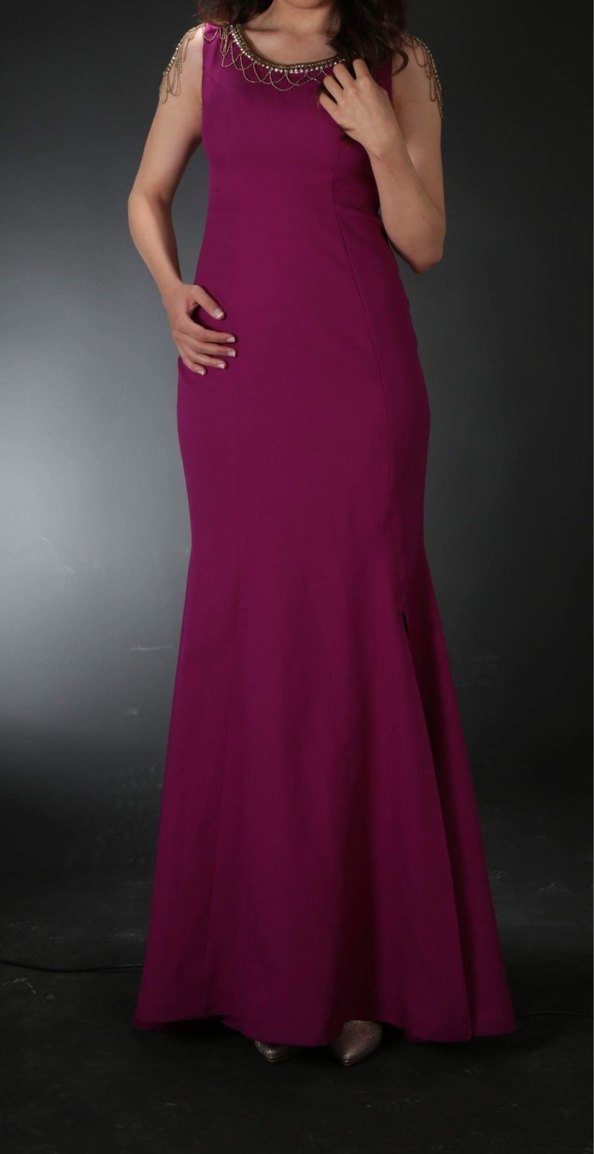 Fuşya Balık Model Uzun Elbise - Görsel 2