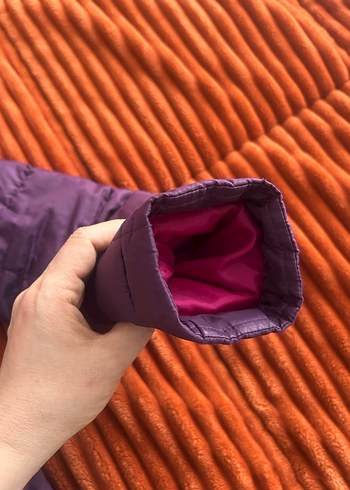 Mor Fermuarlı Kadın Kışlık Kaz Tüyü Mont - Görsel 8