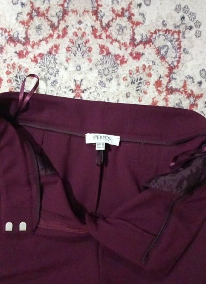 Bordo Kadın Midi Kumaş Pantolon - Görsel 2