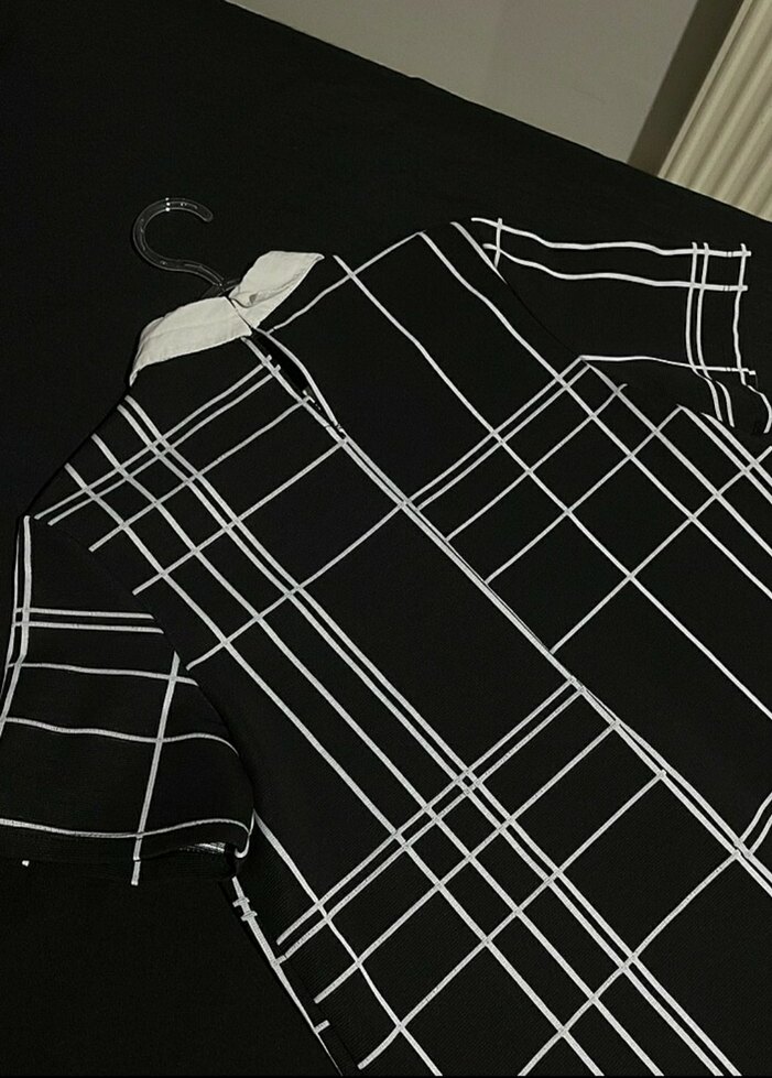 Ekoseli Siyah Midi Goth Elbise - Görsel 3