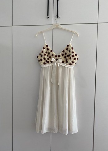 Beyaz Askılı Mini Hamile Gecelik