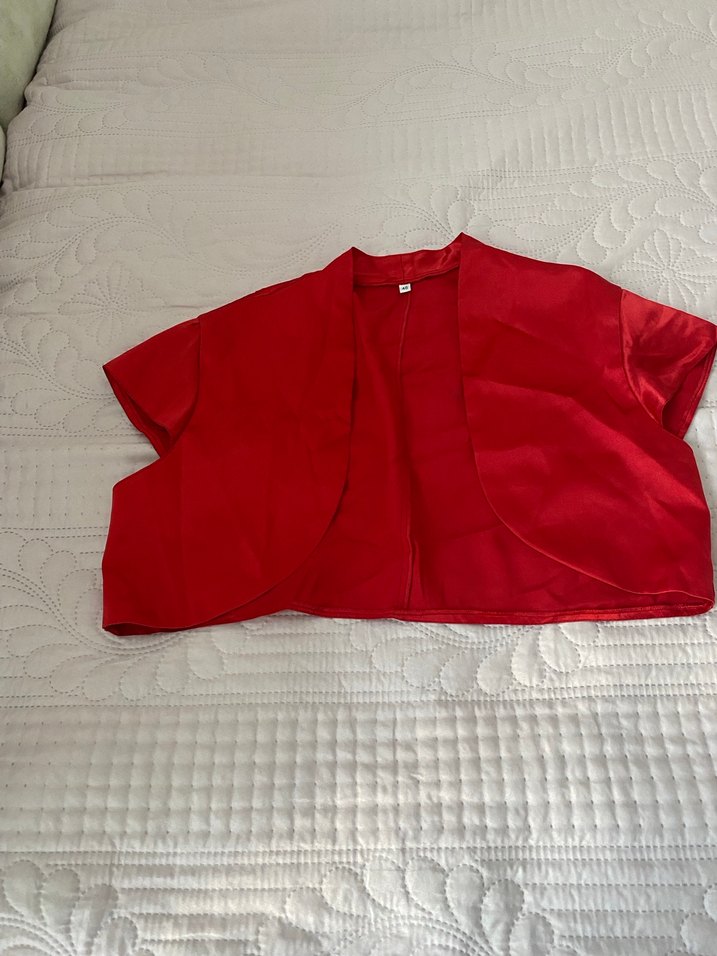 Kız Çocuk Kısa Kollu Kırmızı Bolero - Görsel 3