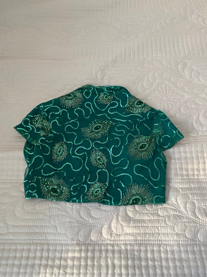 Nakışlı Turkuaz Kız Bolero - Görsel 3