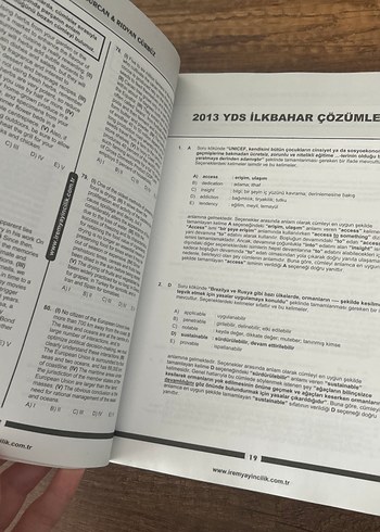 YDS Çıkmış Sorular ve Çözümleri Kitabı