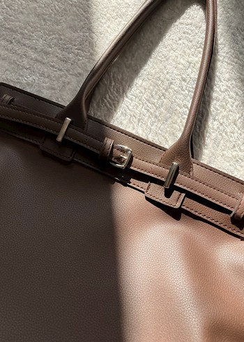 Acı kahve Deri Tokalı Kadın Çanta - Görsel 2