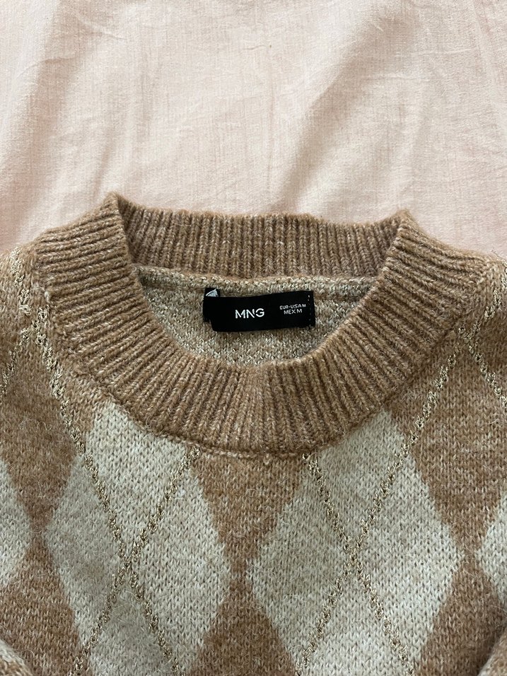 Mango marka Vizyon  Baklava Desenli Triko Kazak - Görsel 3