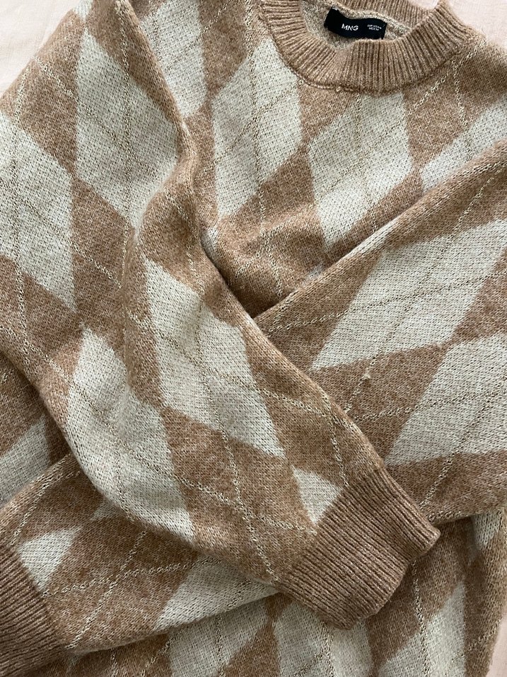 Mango marka Vizyon  Baklava Desenli Triko Kazak - Görsel 4